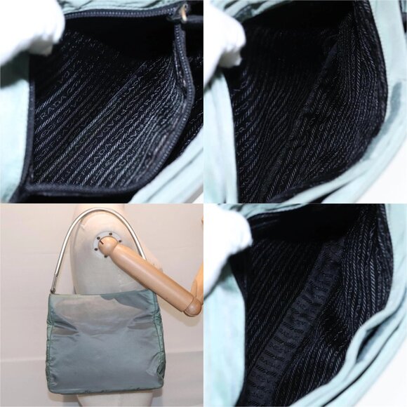 PRADA Shoulder Bag Nylon Khaki Silver Auth ki4969 - Picture 12 of 14